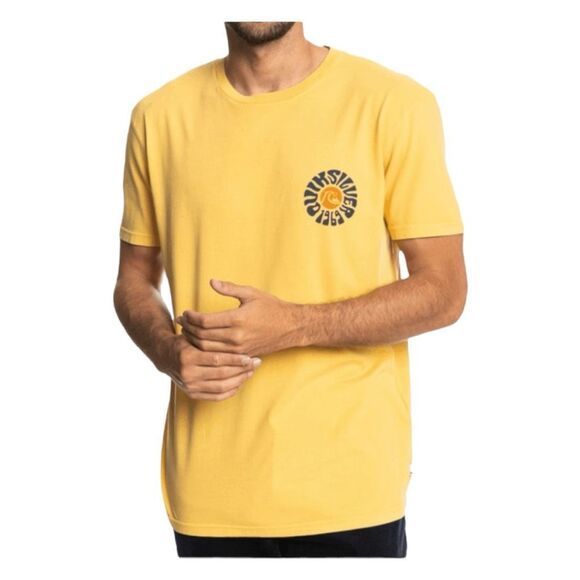 Quiksilver Moon Groove Graphic Tee Yellow Cotton Short Sleeve Crewneck M - Picture 2 of 11